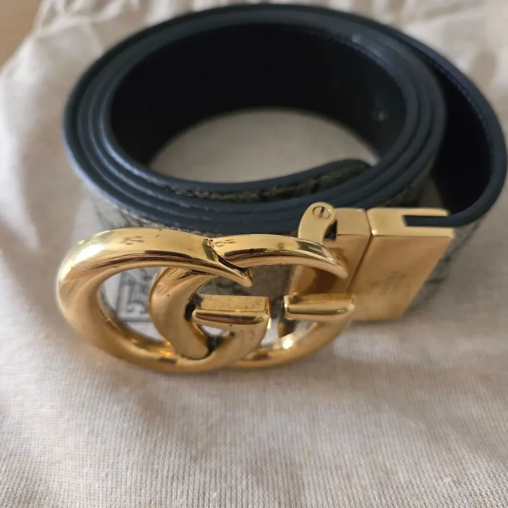 AUTHENTIC Gucci Black and Gold Men's Belt Size 115/46